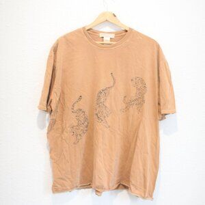 URBAN OUTFITTERS tan  tiger oersized t shirt PROJECT SOCIAL T  womens XL